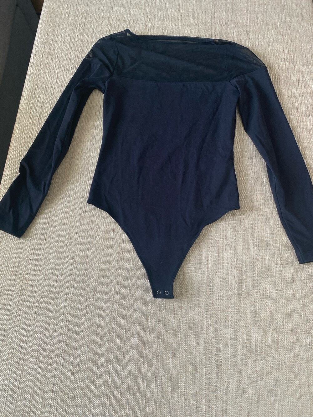 Abercrombie & Fitch Long Sleeve Bodysuit Black mesh insert S